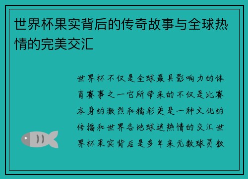 世界杯果实背后的传奇故事与全球热情的完美交汇